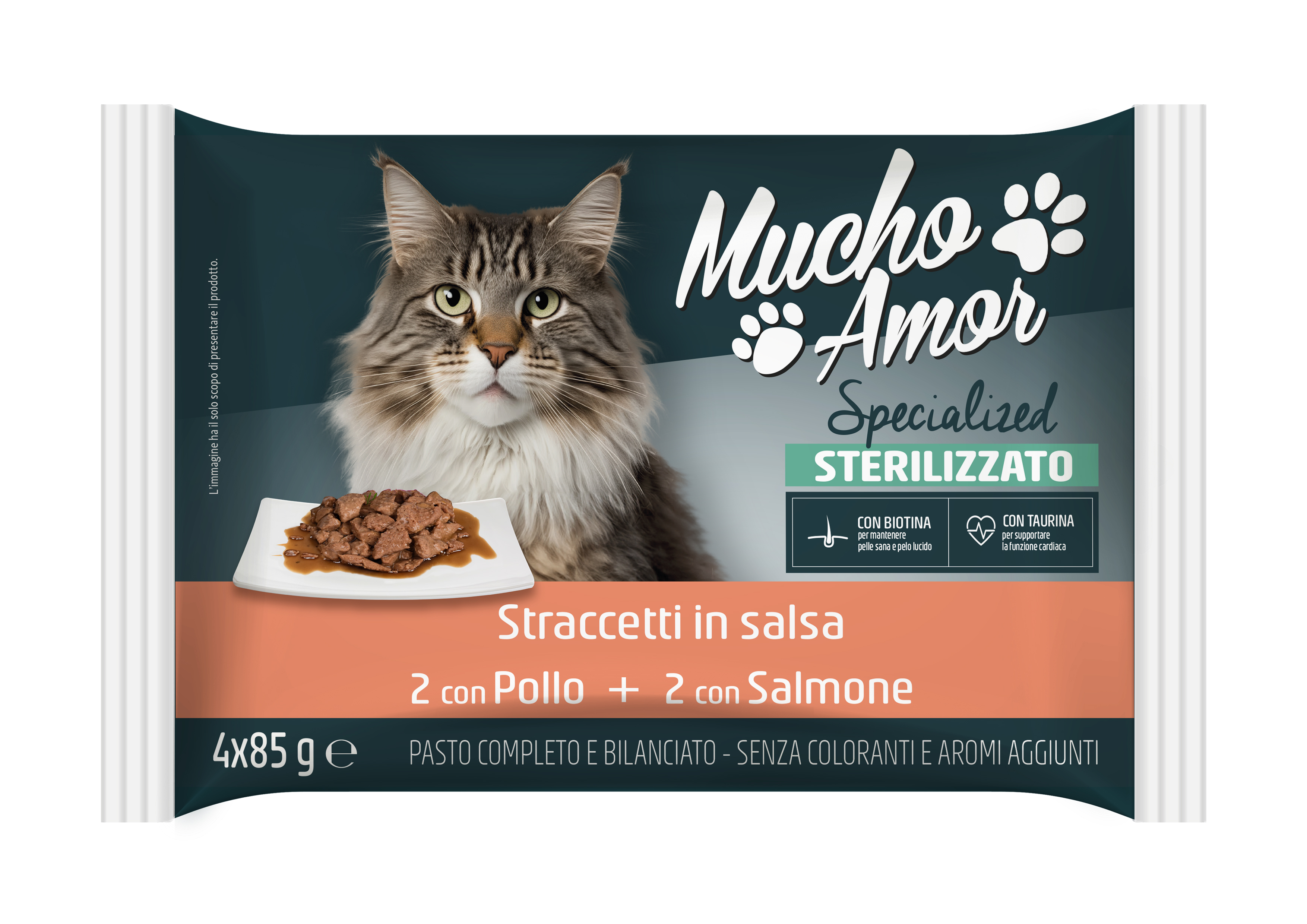 STRACCETTI GATTO STERIL.SALM/POL.IN SALSA 4PZ-85G